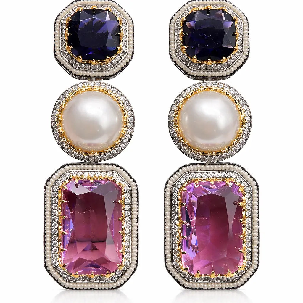 Celestia Purple Pearl Prism Drop Earrings