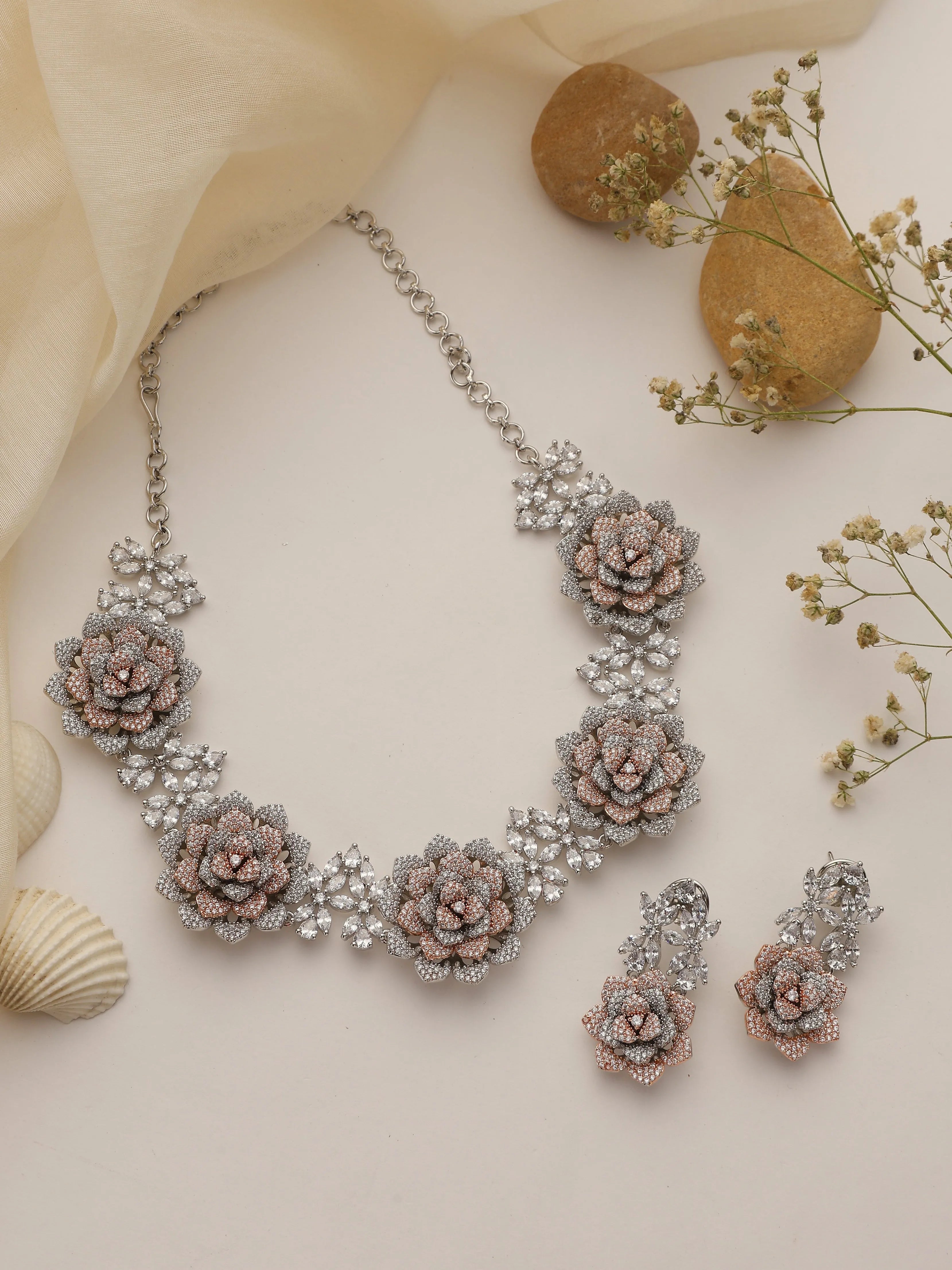 Ira CZ Rose Necklace