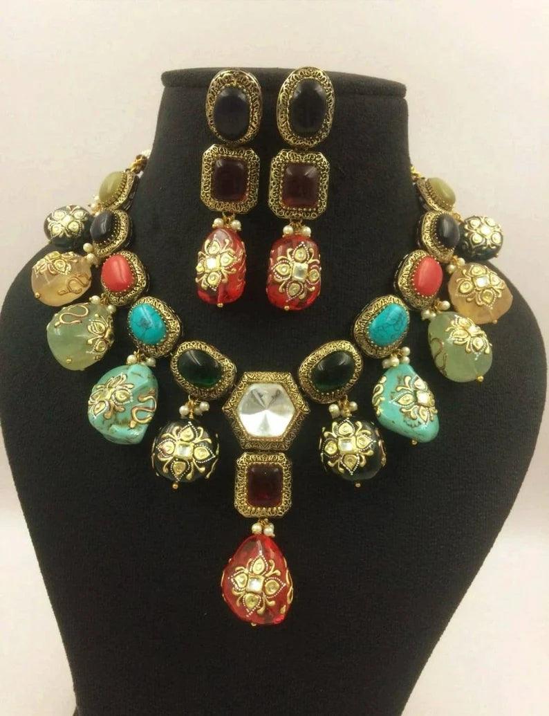 Ina Navratan Kundan Necklace