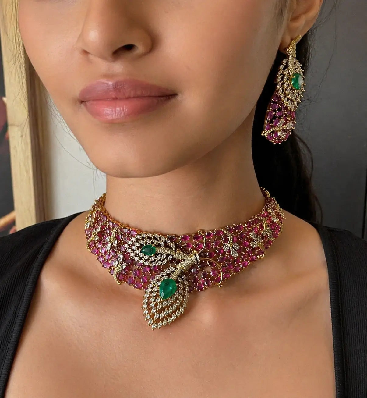 Emerald Royale Peacock Choker Set