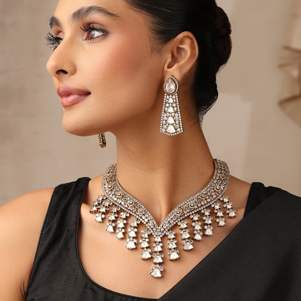 Aarini Polki Cascade Necklace Set