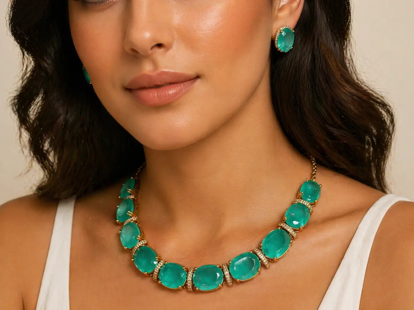 Emerald Solara Statement Necklace Set