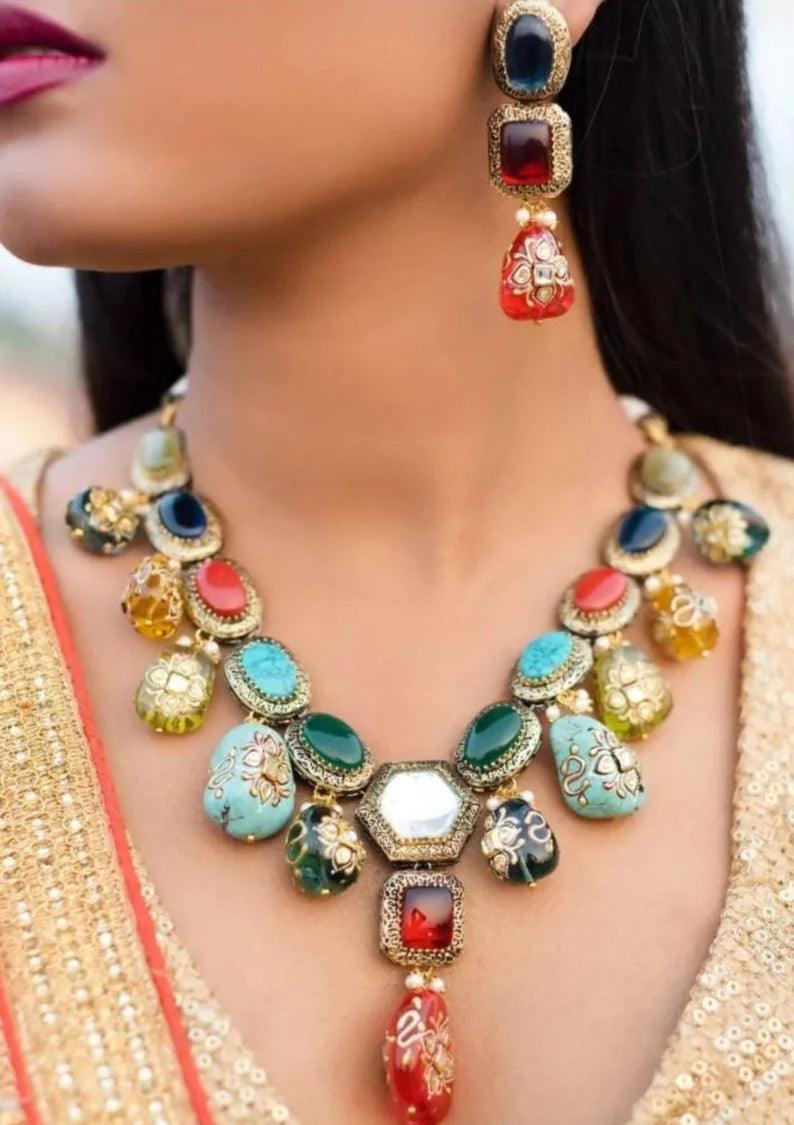 Ina Navratan Kundan Necklace