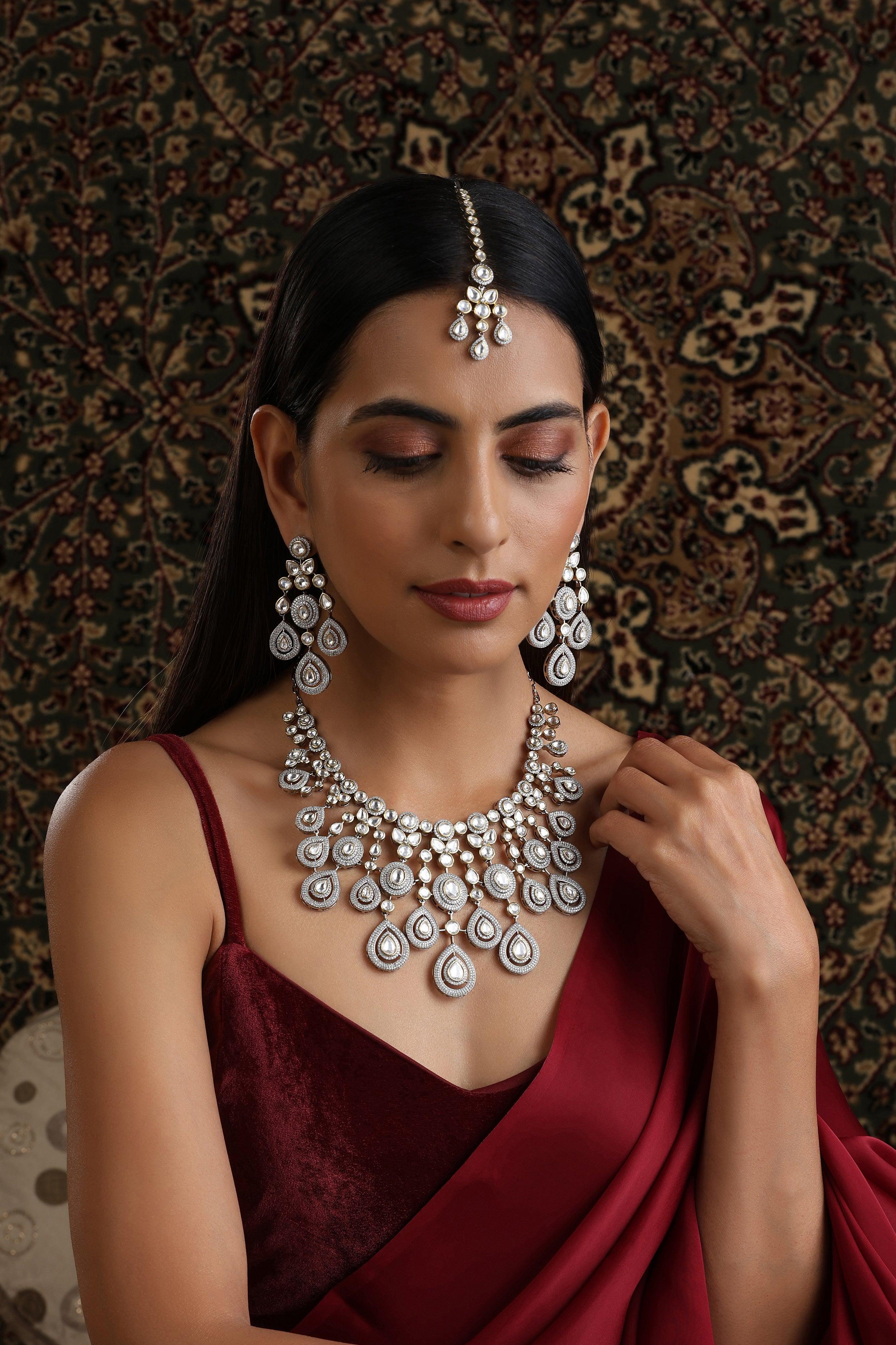 Syna Uncut Polki Silver Set