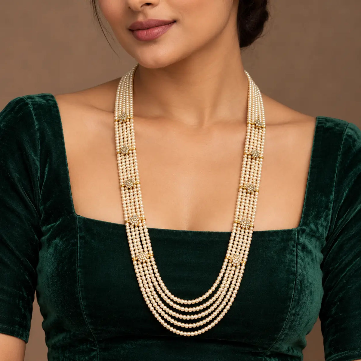 Aarika Pearl Bead & Pearl Layered Long Necklace