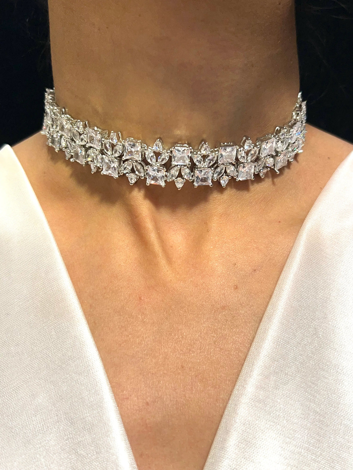 Astrid Silver CZ Diamond Choker