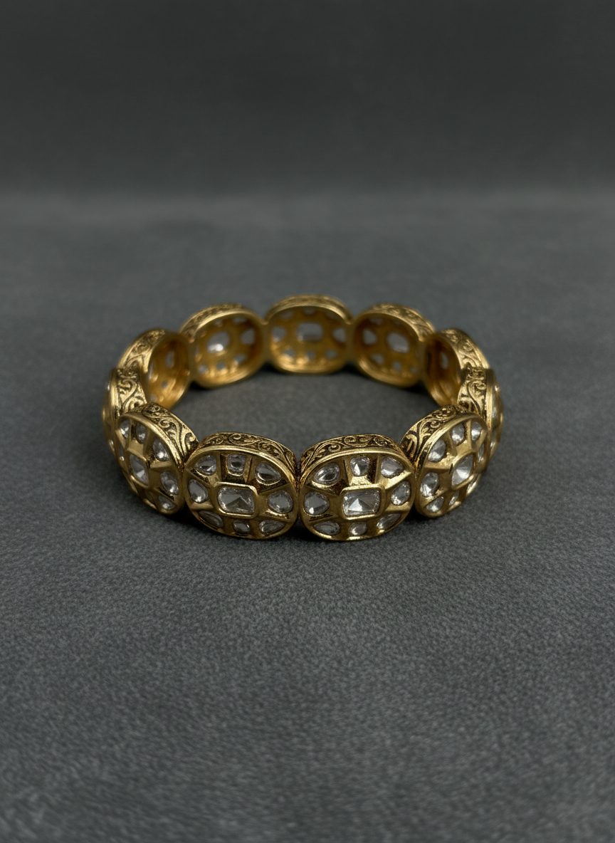 Fine Kundan Gold Bangle Pair