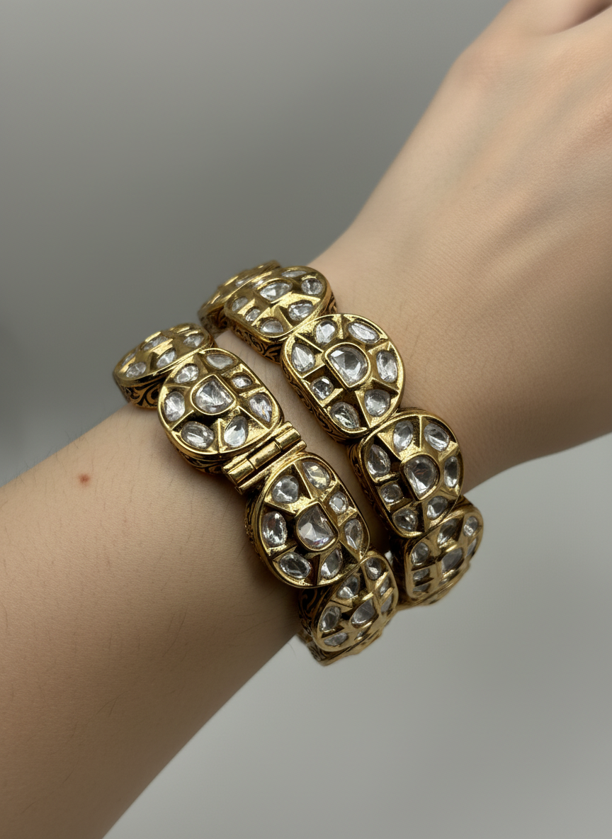 Fine Kundan Gold Bangle Pair