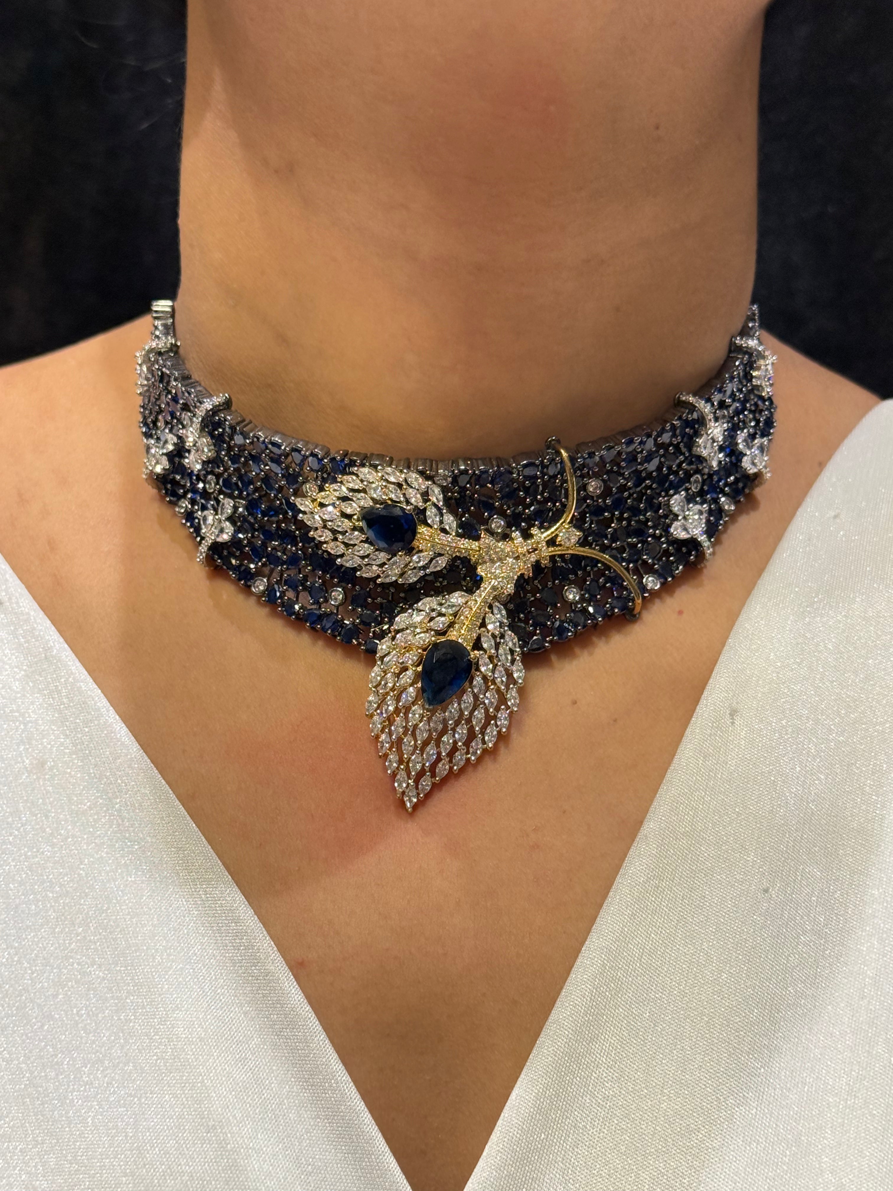 Sapphire Royale Peacock Choker Set
