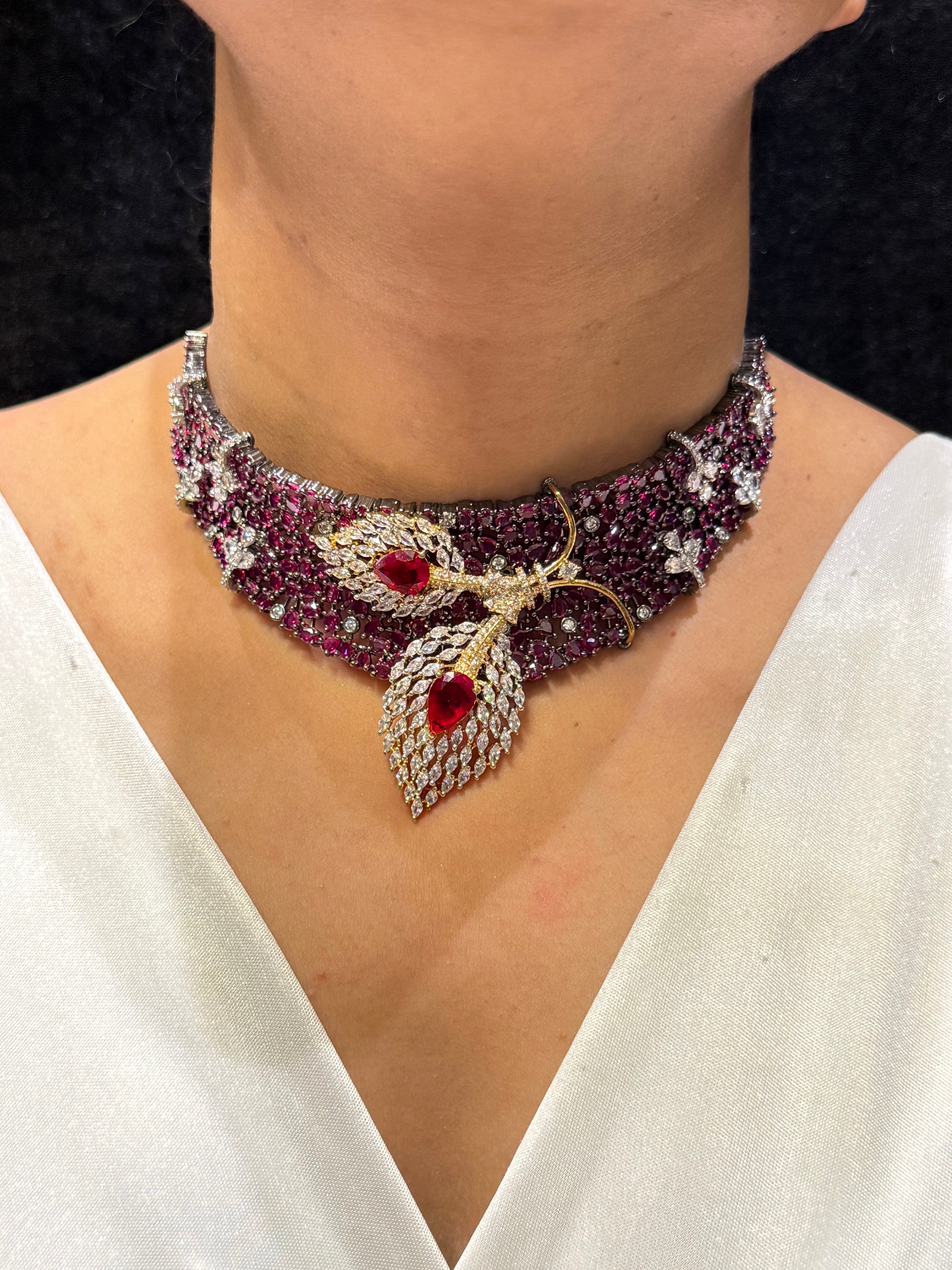 Ruby Royale Peacock Choker Set