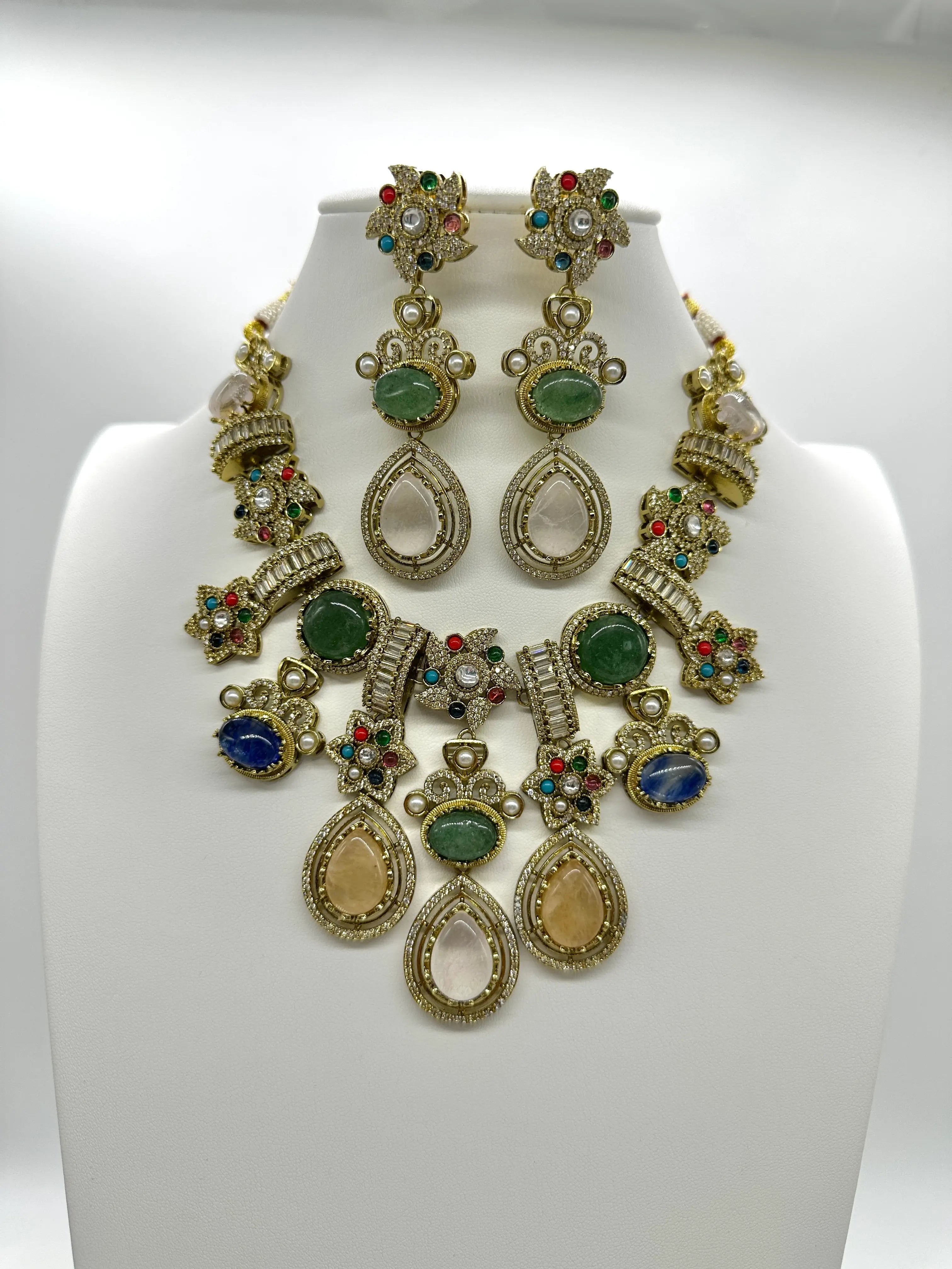 Sabhya Multicolor Statement Necklace Set with Earrings