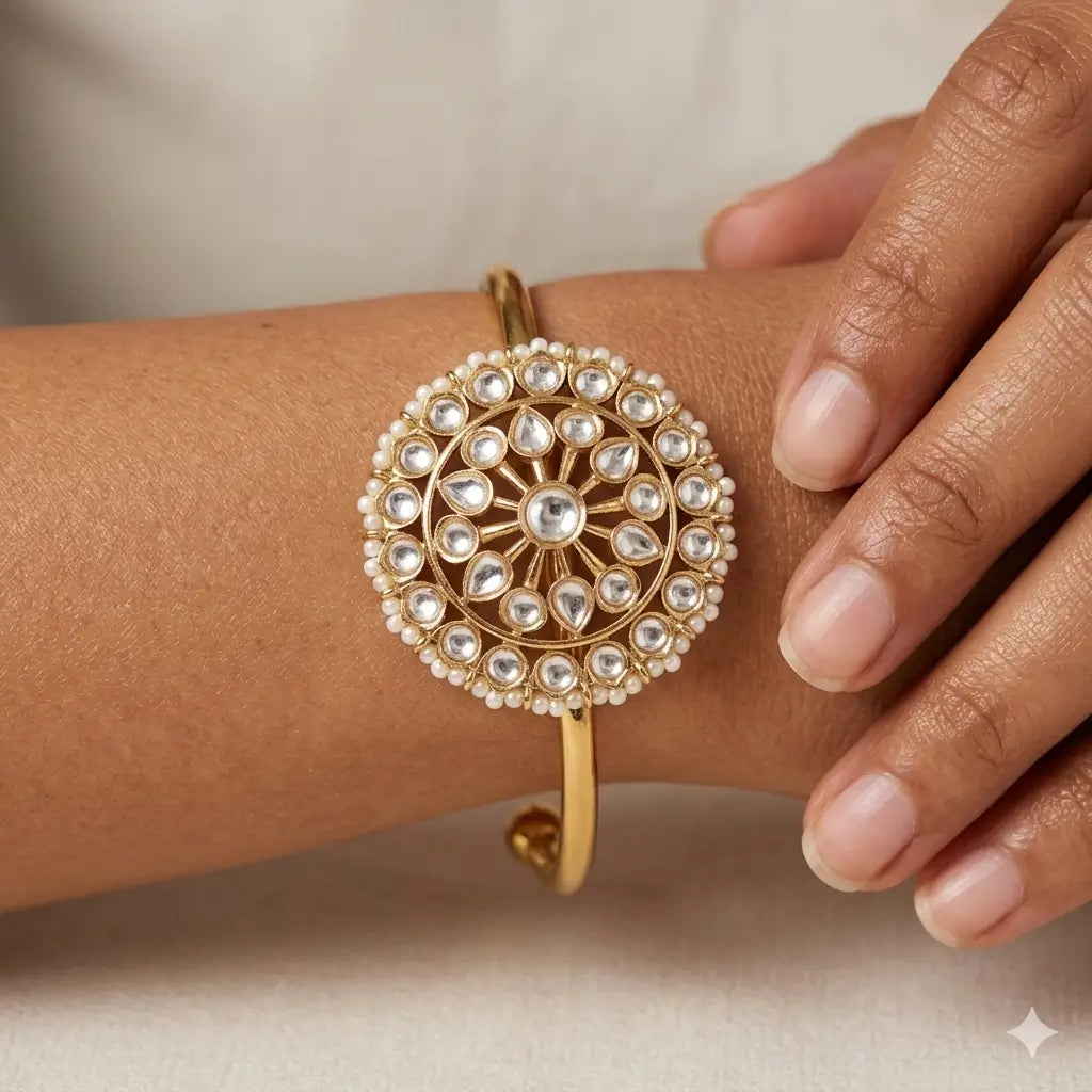 Devika Kundan Openable Bangle – Gold Plated