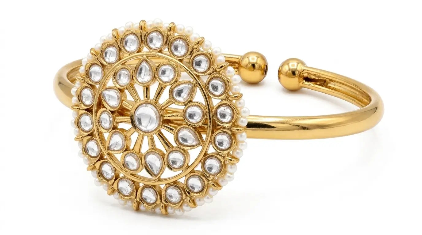 Devika Kundan Openable Bangle – Gold Plated