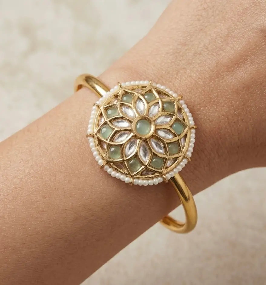 Devika Mint Openable Bangle – Gold Plated