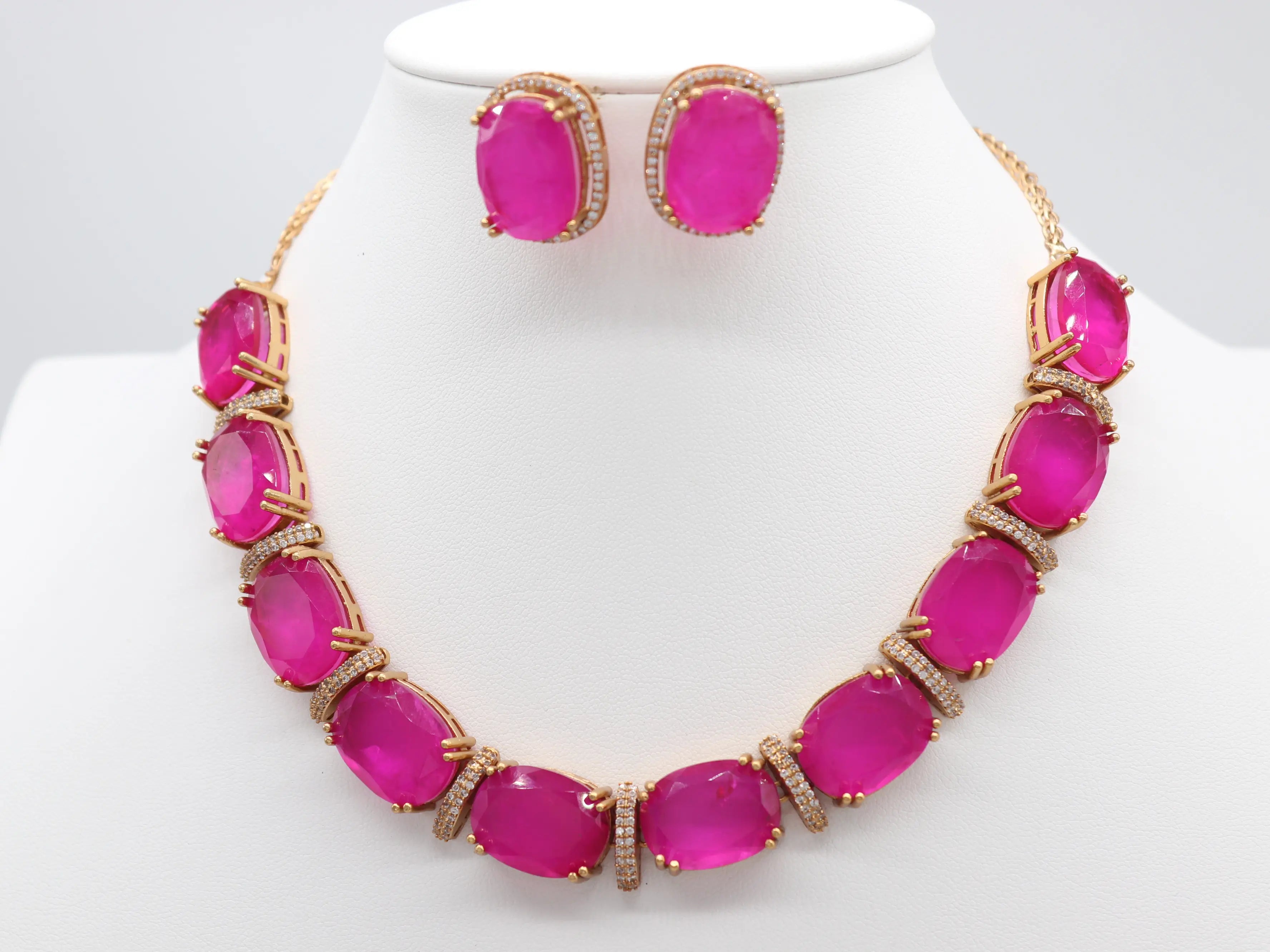 Candy Hot Pink Statement Necklace Set
