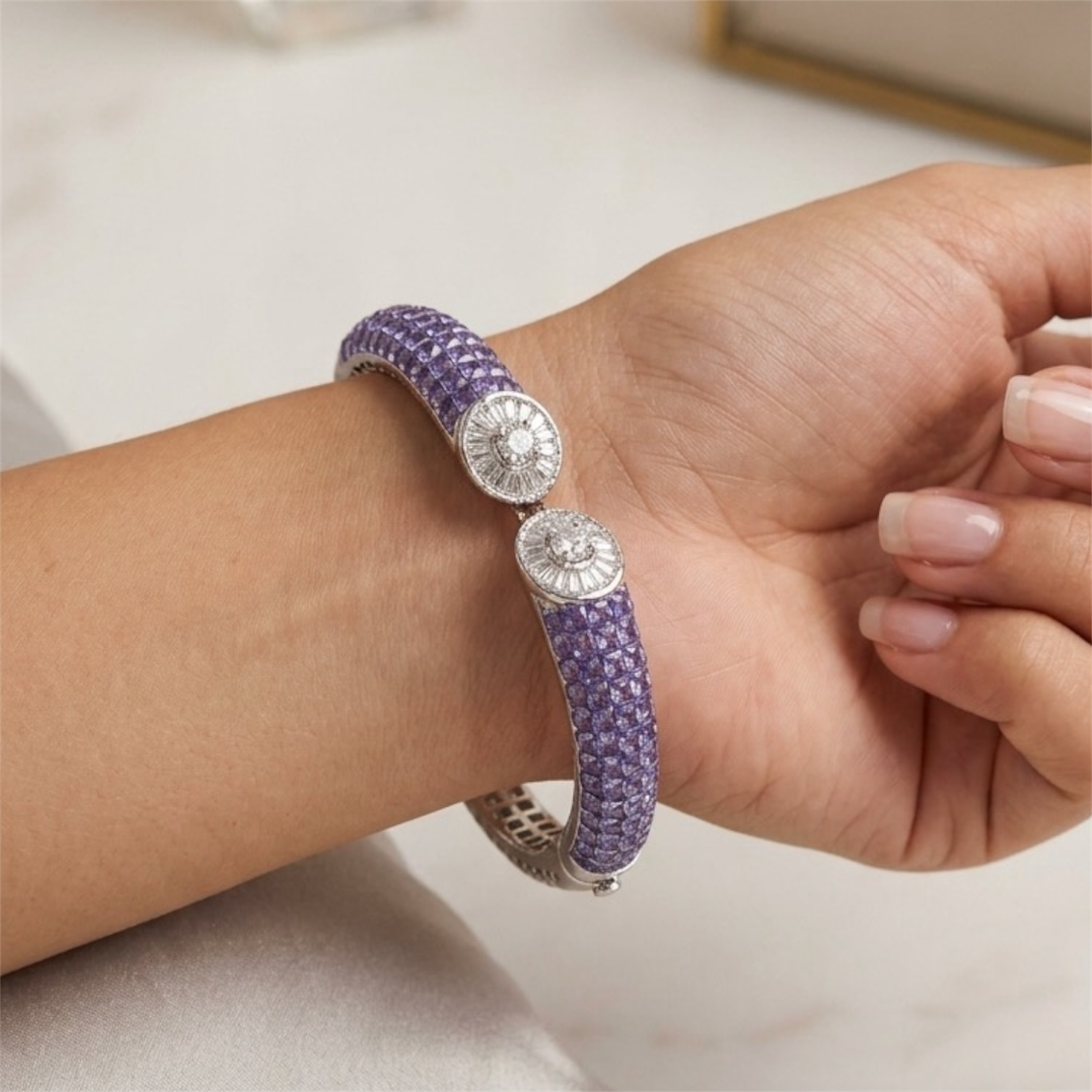 Purple Invisible Setting Bracelet