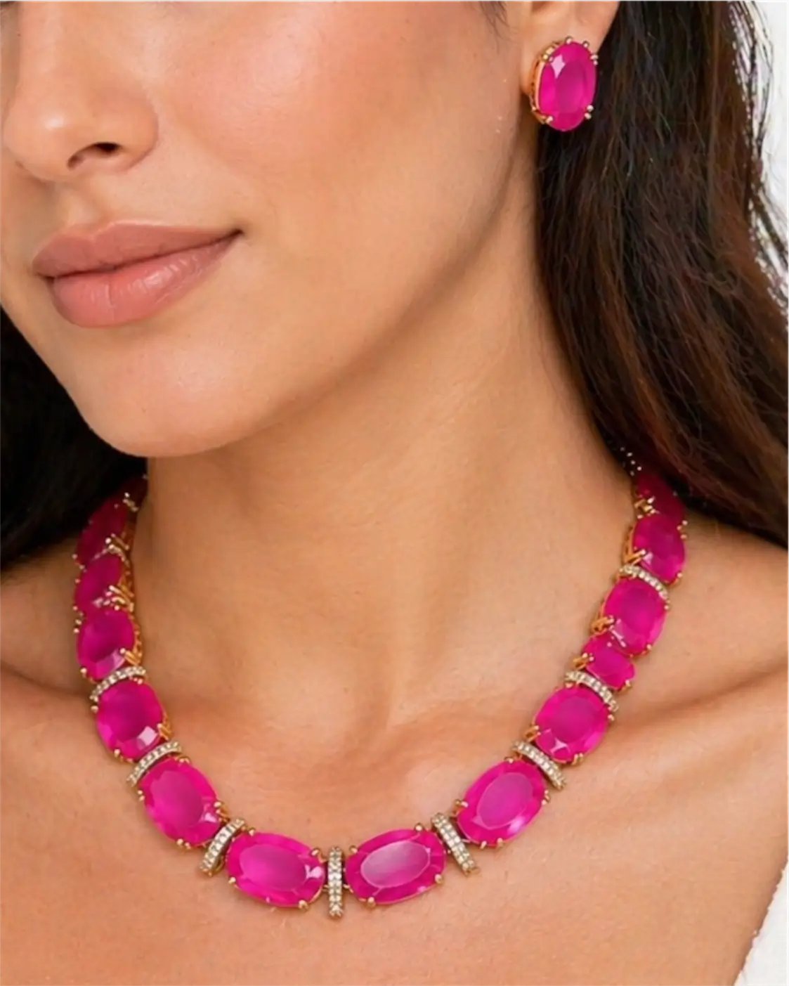 Candy Hot Pink Statement Necklace Set
