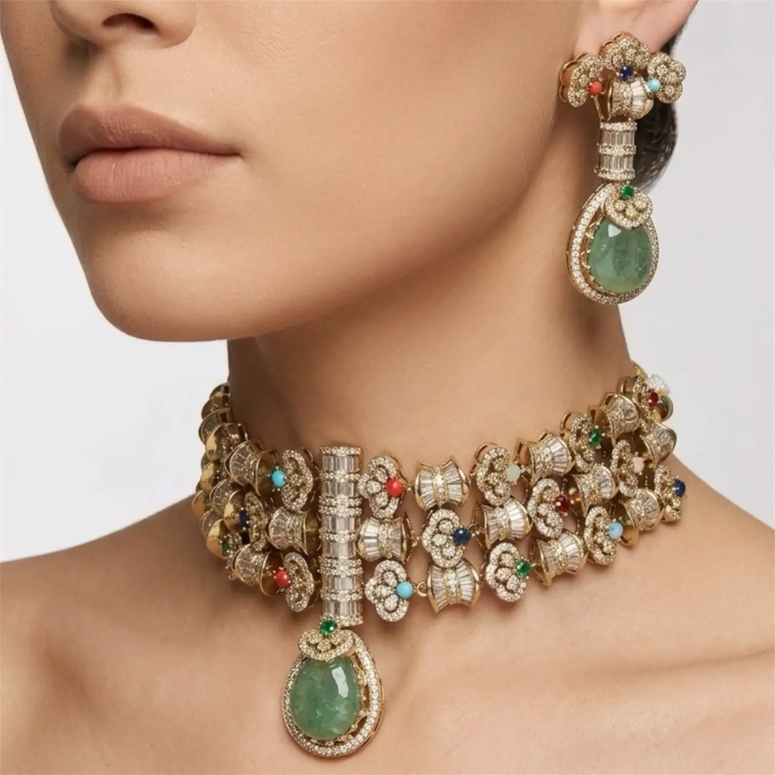 Navira Emerald Heritage Choker Set