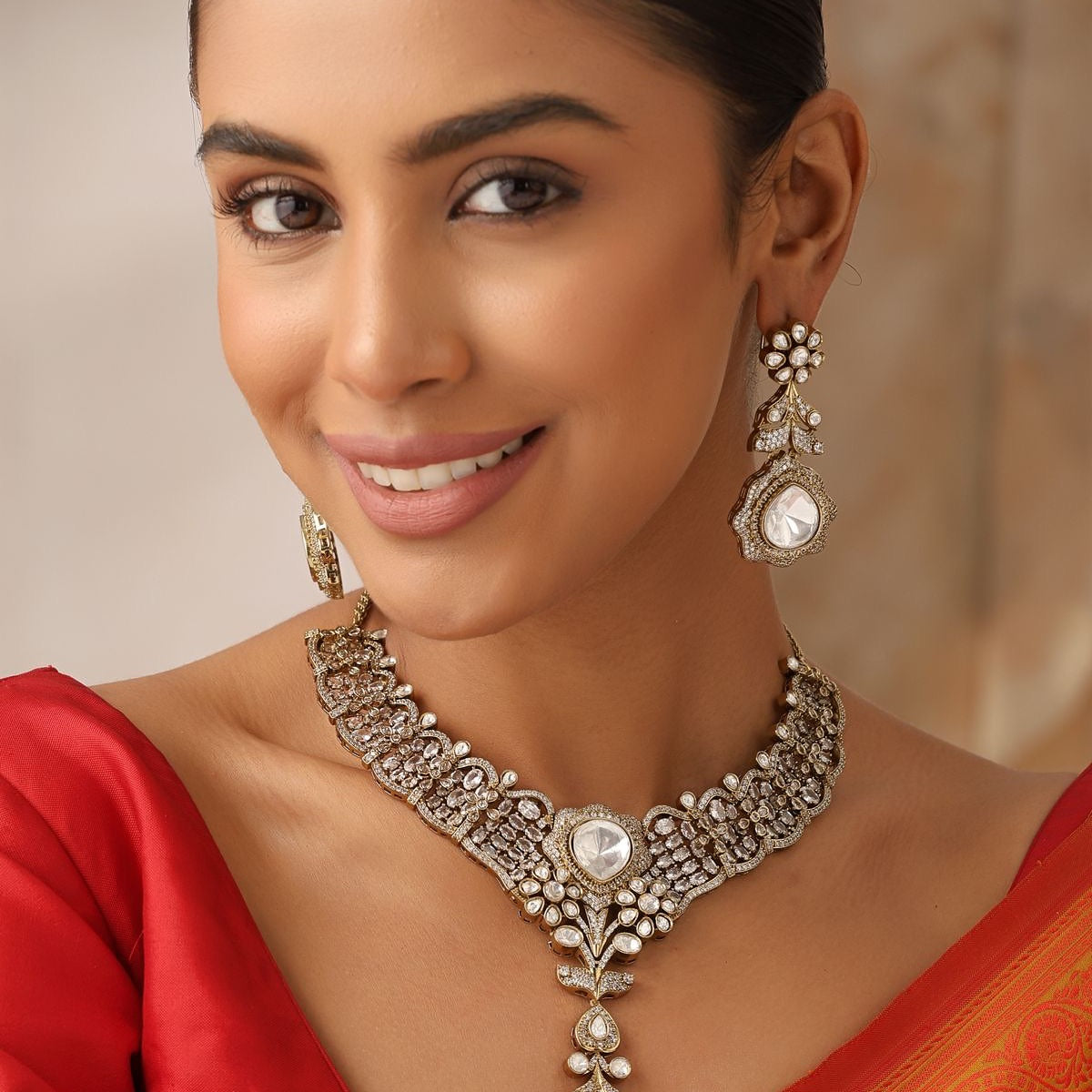 Adhira Polki & Pearl Kundan Necklace Set