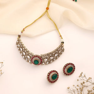 Aadhira Emerald Royal Kundan Choker Set