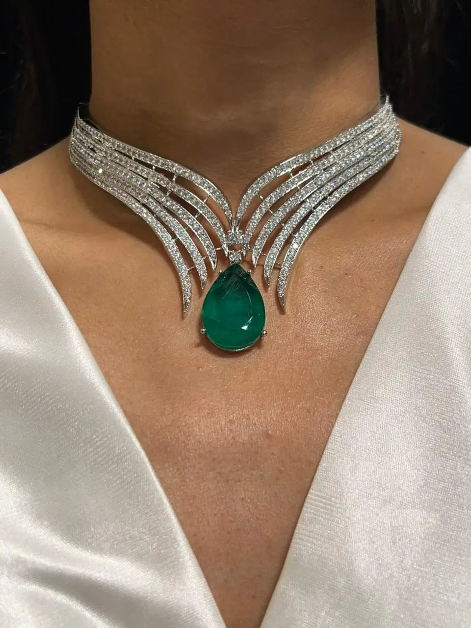 Alera Emerald Diamond Statement Choker