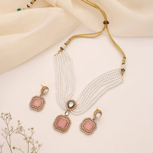Alora Blush Pearl Kundan Choker Set
