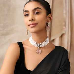 Alora Blush Pearl Kundan Choker Set