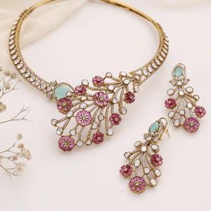 Amarysa Floral Kundan Statement Necklace Set