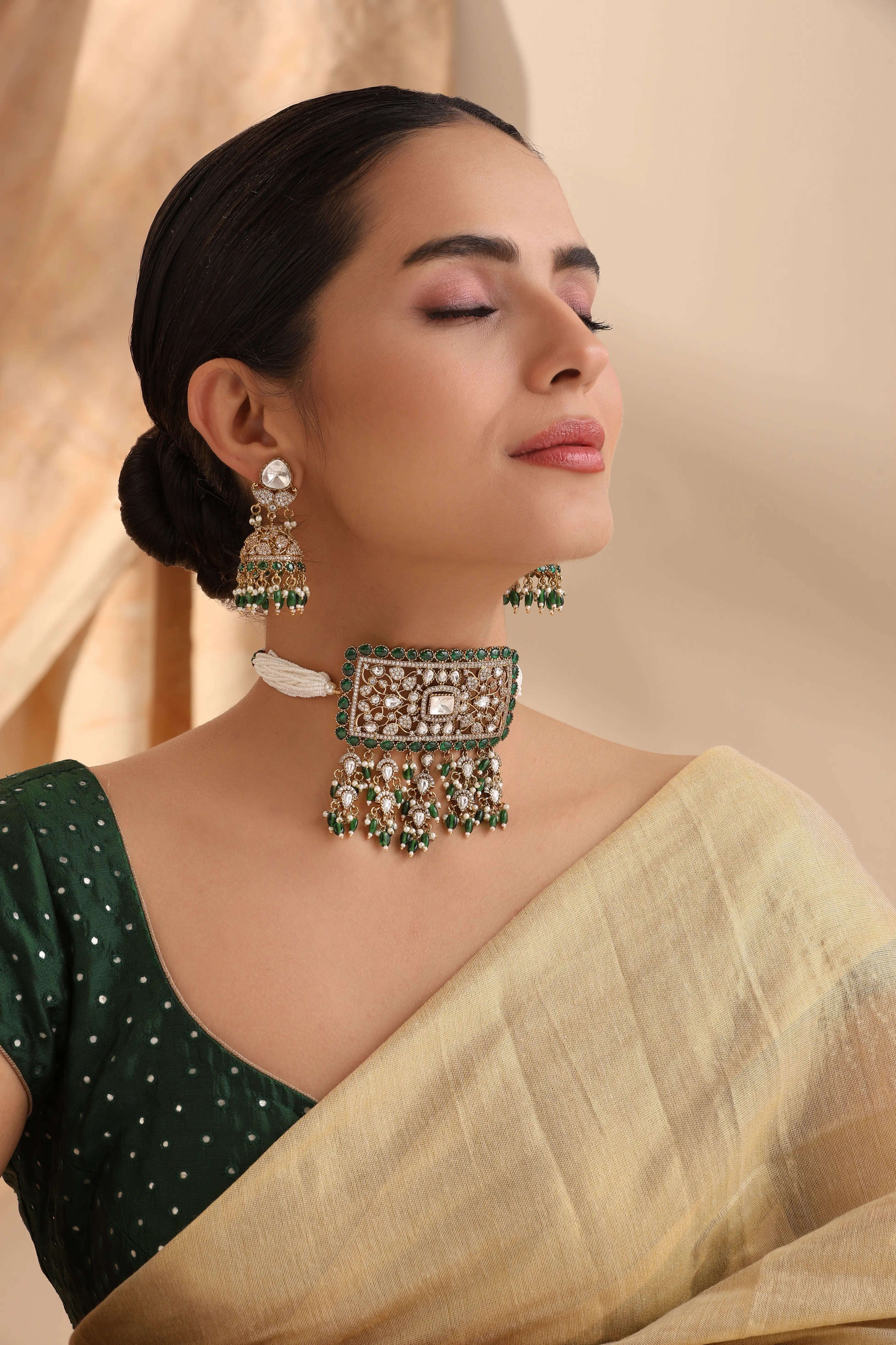 Ani Emerald Royal Kundan Choker Set