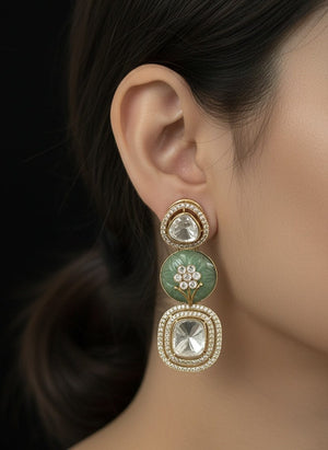 Antique Mint Kundan Earrings