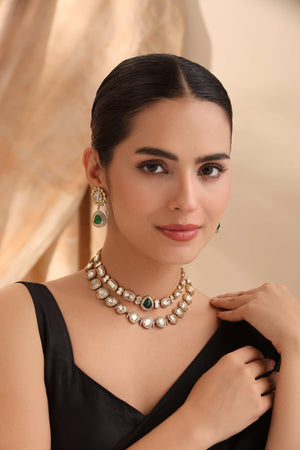 Anvi Uncut Polki Layered Set