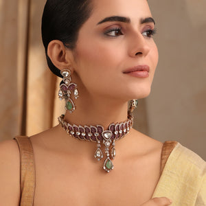 Arista Mint Choker Set with Matching Earrings