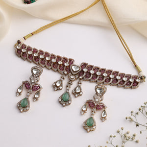 Arista Mint Choker Set with Matching Earrings