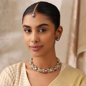 Avya Kundan Choker Set with Earrings & Maang Tikka