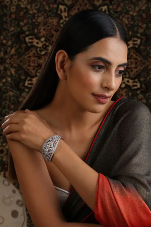 Baguette CZ Openable Bracelet – Silver Finish, Size 2.4