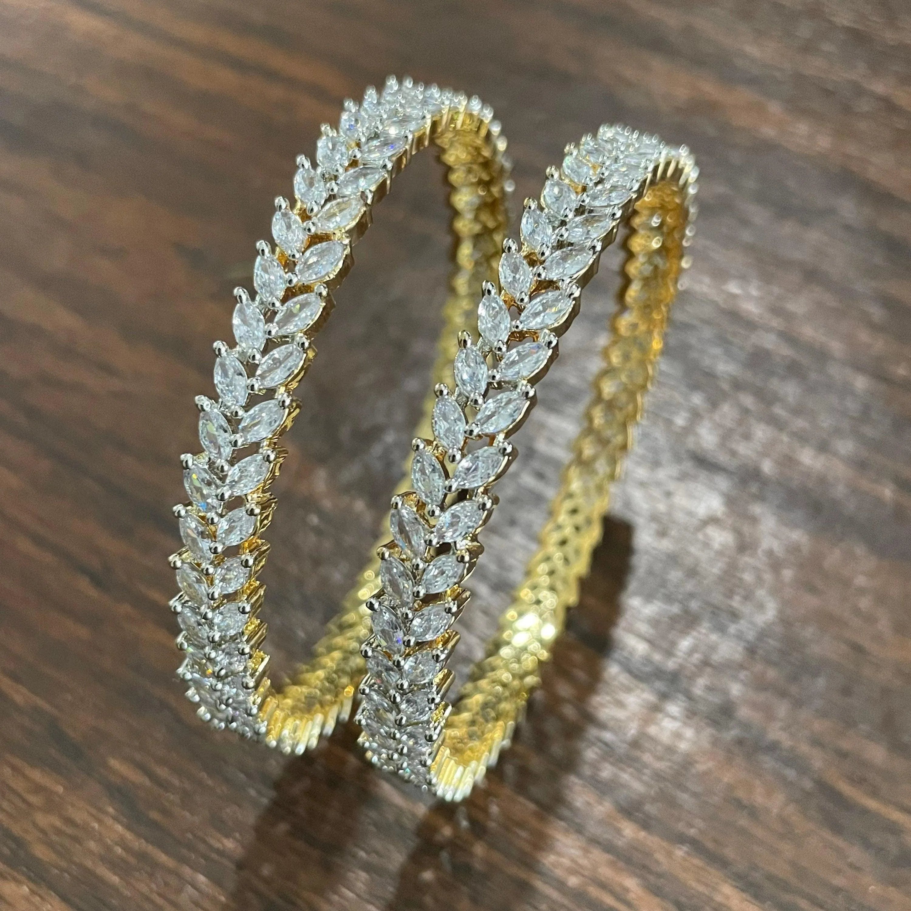April Diamond Gold Bangle Pair