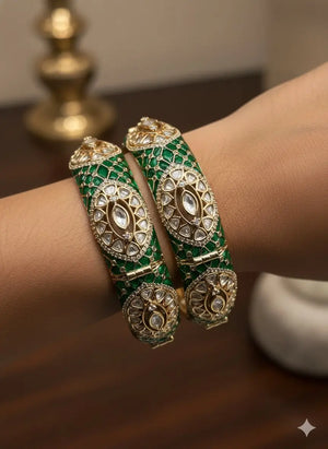 Emerald Royal Polki Bangles