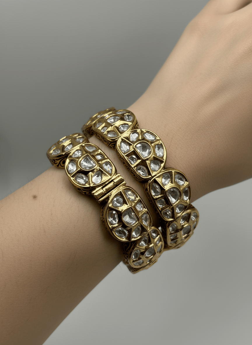 Fine Kundan Gold Bangle Pair