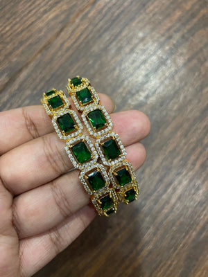 Gold Emerald Diamond Bangle Indian Jewelry Green Bangle Pakistani Jewelry Bollywood Jewelry Bangles Green CZ Bangle Indian Bridal Wedding
