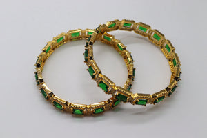 Gold Emerald Diamond Bangle Indian Jewelry Green Bangle Pakistani Jewelry Bollywood Jewelry Bangles Green CZ Bangle Indian Bridal Wedding