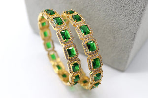 Gold Emerald Diamond Bangle Indian Jewelry Green Bangle Pakistani Jewelry Bollywood Jewelry Bangles Green CZ Bangle Indian Bridal Wedding