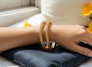 Jaya Openable Diamond Gold Bangle Pair