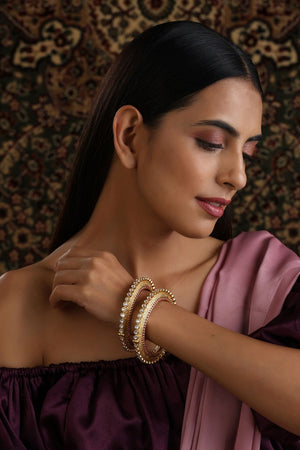 Pacheli Real Kundan Gold Bangle