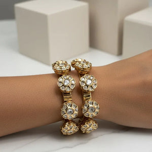Pacheli Real Kundan Gold Bangle pair