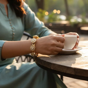 Pacheli Real Kundan Gold Bangle pair