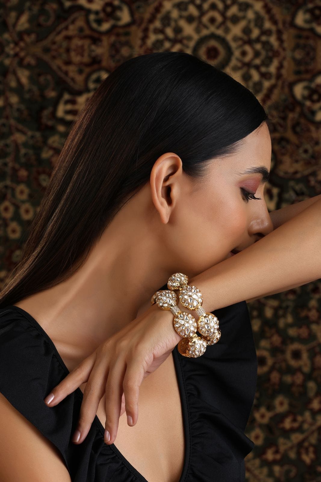 Real Kundan Gold Bangle Pair