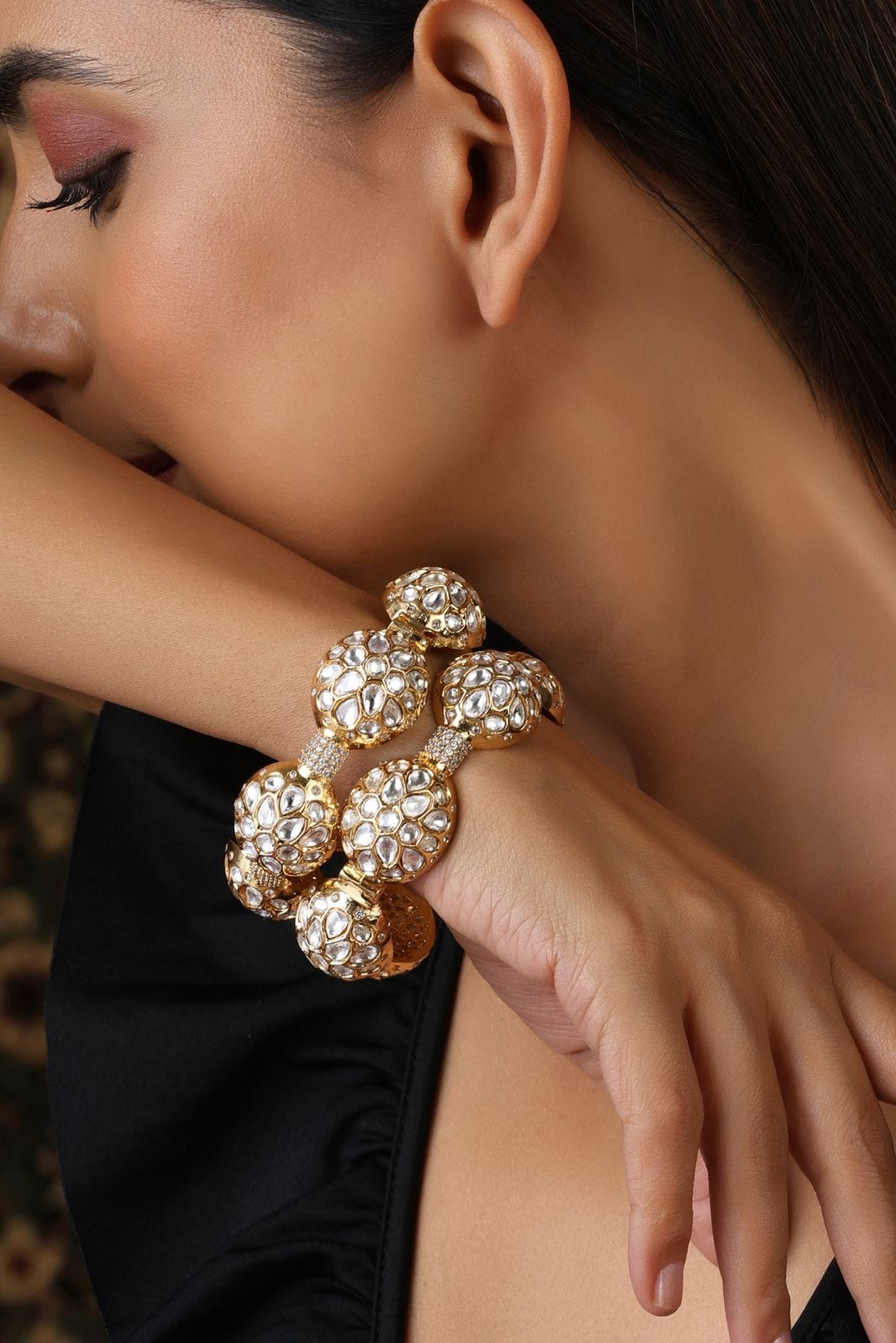 Real Kundan Gold Bangle Pair