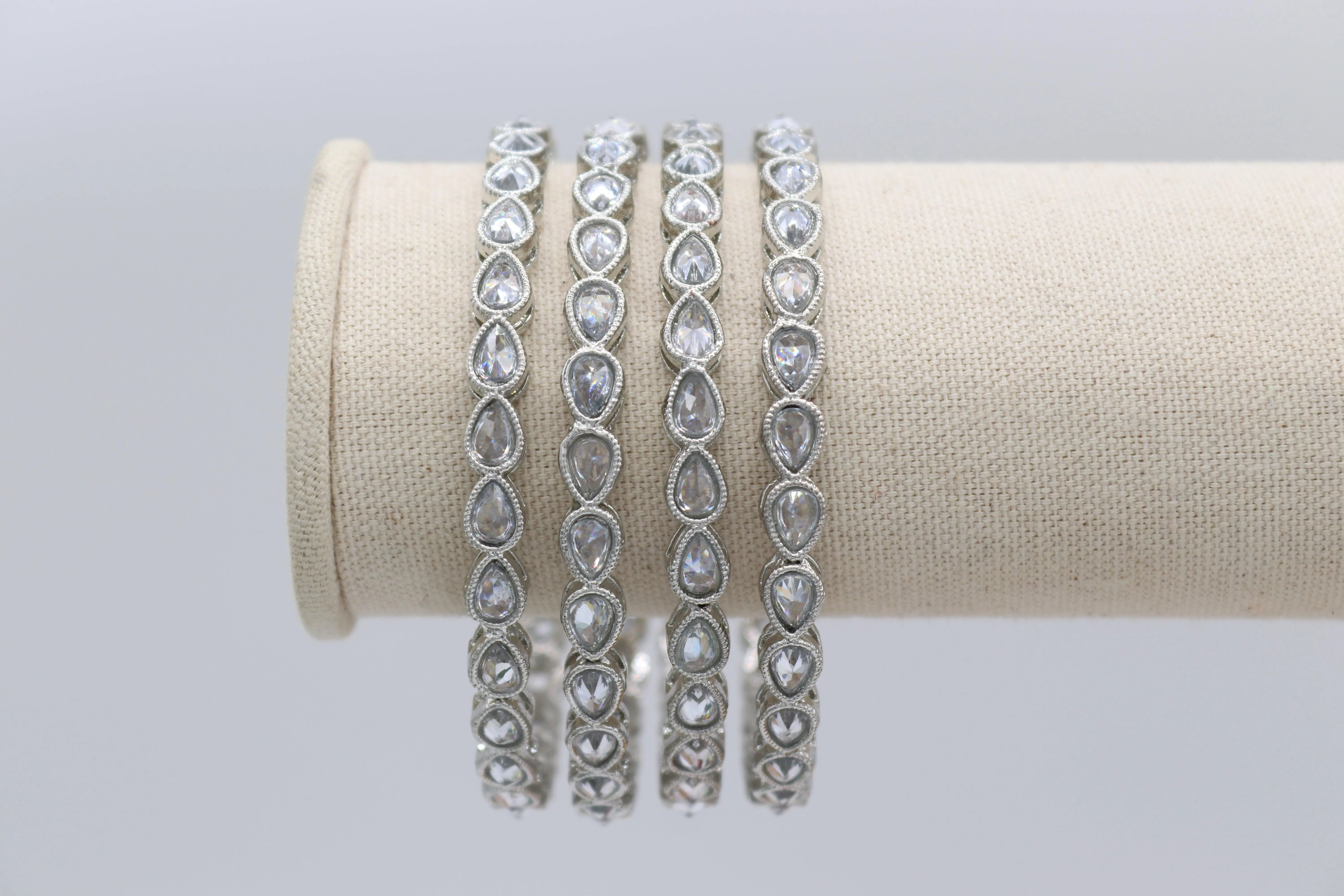 Silver Polki Bangles Set of 4 Bangles