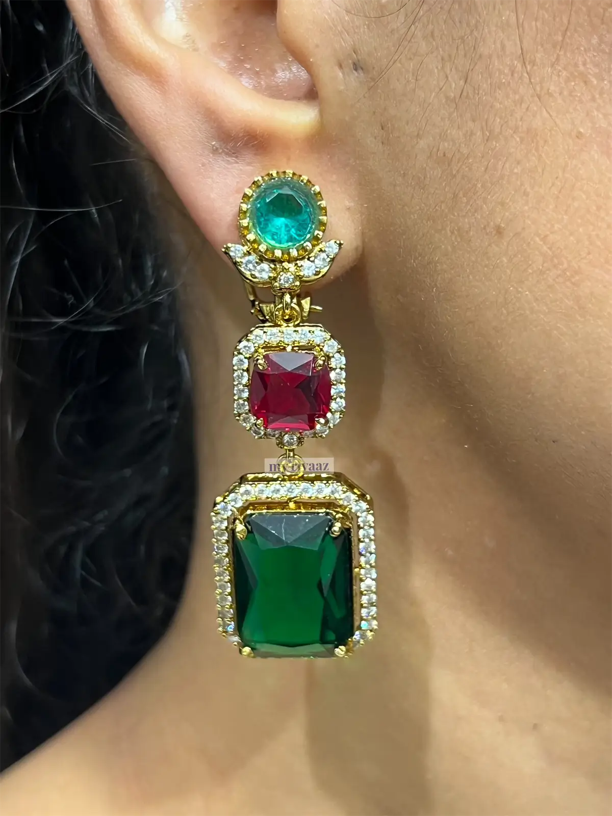 Sabhyata Royal Cabochon Choker Set – Multicolor Statement Necklace with Earrings