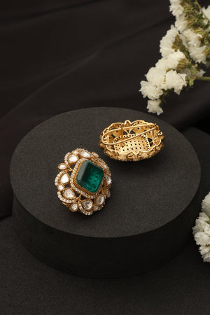 Emerald Doublet Kundan Studs